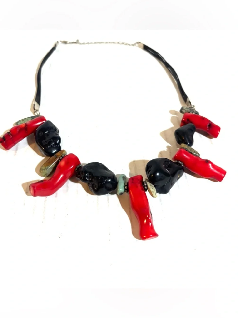 Bold Red & Black Coral Statement Necklace